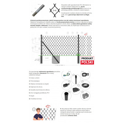 Siatka powlekana PCV  - wys. 1,00 m , drut 3,2 mm - antracyt - 10m